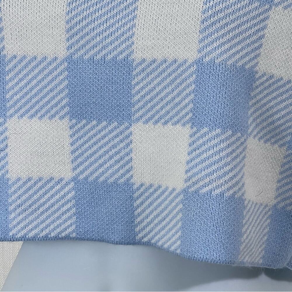 H&M Cropped Plaid Short Sleeve Knit Sweater Top Sz M - Picture 6 of 16